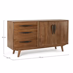 Credenza 2 ante - 3 cassetti marrone in legno stile vintage