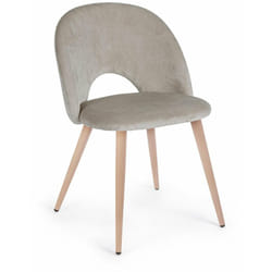 Sedia "Linzey" con gambe in acciaio verniciate effetto legno naturale, per arredo interno 53 x 60 x h 82 cm -Tortora / Confezione da 1 pezzo