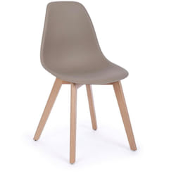 Sedia "System" con gambe in legno di faggio, per arredo interno 51,5 x 46,5 x h 86 cm -Bianco / Confezione da 1 pezzo
