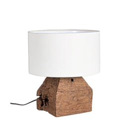 Bizzotto - Lampada da tavolo 'Lumen' in legno di teak riciclato h 40 cm -Bianco