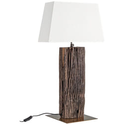 Bizzotto - Lampada da tavolo 'hugo' bianco in legno di teak riciclato h 85 cm