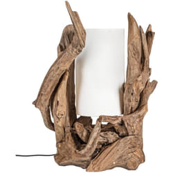 Bizzotto - Lampada da Tavolo 'Bion' in legno di teak riciclato h 70 cm -Nero