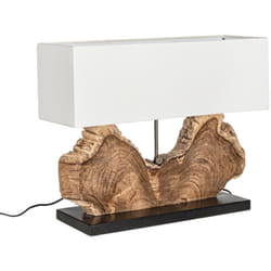 Bizzotto - Lampada da tavolo 'Naga' inegno di teak riciclato h 55 cm -Bianco