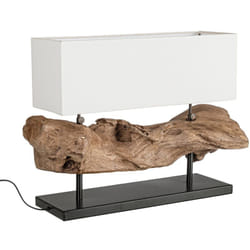 Bizzotto - Lampada da Tavolo 'Kleta' in legno di teak riciclato 75x25x55h -Bianco