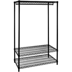 Porta abiti con piani "Cromo nero opaco Lux" in acciaio cromato