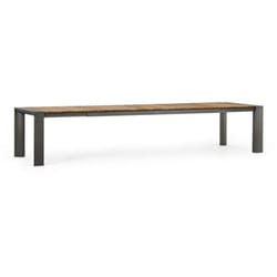 Bizzotto - Tavolo allungabile 'Cameron' con struttura in alluminio, piano in teak, stile moderno -228-294 cm / Antracite