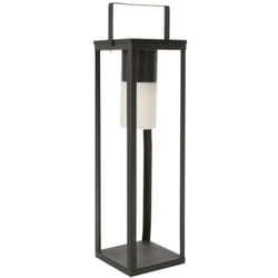 Lampada solar led in acciaio nero con manico 20x20x75h cm batteria ricaricabile