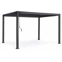 Gazebo pergola Bioclimatica con struttura in alluminio, tetto lamellare orientabile, da giardino e veranda -Antracite / 3 x 4 mt