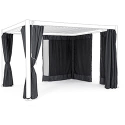 Set 4 Teli laterali con zanzariera per pergola Bioclimatica -Bianco / 3 x 3 mt