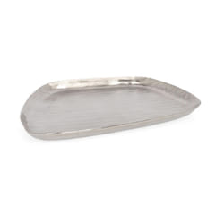 Vassoio decorativo chisel antracit in alluminio artigianale decorativo -30 x 28 x h 2.5 cm / Argento