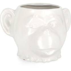 Bizzotto - Vaso jaiden scimmia di colore bianco e marrone, dolomiti per uso interno ed esterno 25 x 23,3 x h 16,5cm -marrone