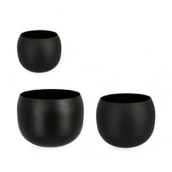 Bizzotto - Set 3 Portafiore Keyra Ciotola Nero per uso interno ed esterno.