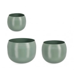 Bizzotto - Set 3 PortaFiore Keyra Ciotola Salvia per uso interno ed esterno.