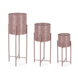 Bizzotto - Set 3 PortaVaso Naira Tondo Alto Rosa per uso interno ed esterno.