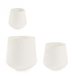 Bizzotto - Set 3 Portavasi Kenar Tondo Beige metallo lavorato artigianalmente