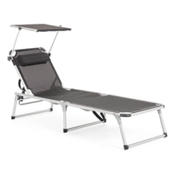 Lettino Pieghevole con Tettuccio Cayo Antracite - Dimensioni: 58a x 193b x 76h cm