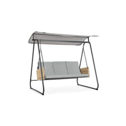 Dondolo Da Esterno 3 Posti Easy Nat Con Struttura In Acciaio Verniciato a Polvere Grigio l 210 x p 138 x h 182 Cm