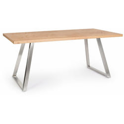 Tavolo 'Dukat' con piano in mdf impiallacciato, gambe in acciaio da 180 x 90 x 76 cm -Acciaio