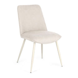 Sedia Cora Con Rivestimento In 100% Poliestere Beige e Gambe In Acciaio Beige Opaco