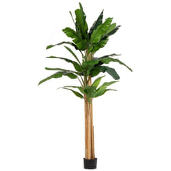Bizzotto - Pianta artificiale 'Banano' con vaso nero, foglie in gomma, realistica -200 cm - 20 foglie