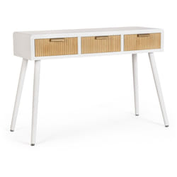 Consolle 'Charley' con struttura in mdf, colore bianco-naturale, 110 x 40 x 78h cm