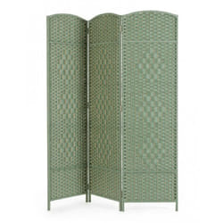 Paravento 3 Ante shana verde, bamboo, carta, legno di pioppo, 150 x 180 cm -Nero