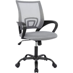 Bizzotto - Sedia da Ufficio jerez c-br – Grigio – Schienale in Rete, Base Acciaio Ø68 cm