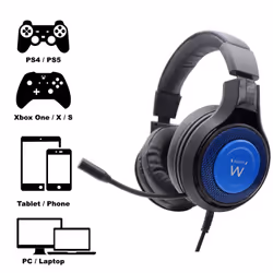 Ewent PL3322 cuffia e auricolare Cablato Passanuca Gaming Nero, Blu - Vista aggiuntiva 4