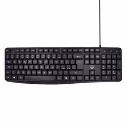 Ewent EW3000, Full-size (100%), Cablato, USB, Interruttore a chiave a membrana, QWERTY, Nero
