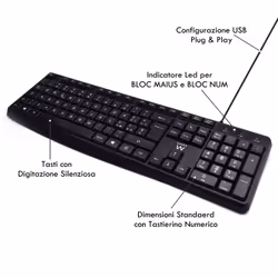 Ewent EW3000 tastiera Ufficio USB QWERTY Italiano Nero - Vista aggiuntiva 4