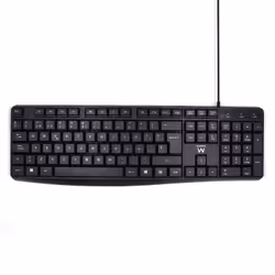 Ewent EW3001, Full-size (100%), Cablato, USB, Interruttore a chiave a membrana, QWERTY, Nero