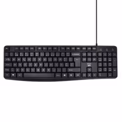 Ewent EW3002, Full-size (100%), Cablato, USB, Interruttore a chiave a membrana, QWERTY, Nero