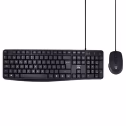 Ewent EW3006, Cablato, USB, Interruttore a chiave a membrana, QWERTY, Nero, Mouse incluso