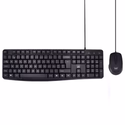 Ewent EW3007, Cablato, USB, Interruttore a chiave a membrana, QWERTY, Nero, Mouse incluso