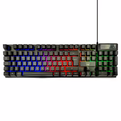 Ewent PL3317, Cablato, USB, Interruttore a chiave a membrana, QWERTY, LED RGB, Nero