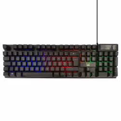 Ewent PL3319, Cablato, USB, Interruttore a chiave a membrana, QWERTY, LED RGB, Nero