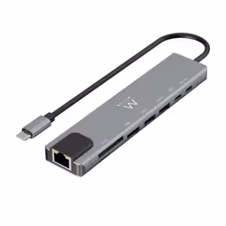 Ewent EW1146, Cablato, USB 3.2 Gen 1 (3.1 Gen 1) Type-C, 87 W, 10,100 Mbit/s, Grigio, MicroSD (TransFlash), SD