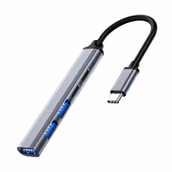 Ewent EW1149, USB 3.2 Gen 1 (3.1 Gen 1) Type-C, USB 2.0, USB 3.2 Gen 1 (3.1 Gen 1) Type-A, 5000 Mbit/s, Grigio, Argento, 0,15 ...