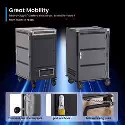 Ewent EW1701 portable device management cart& cabinet Armadio per la gestione dei dispositivi portatili Nero, Grigio - Vista aggiuntiva 7