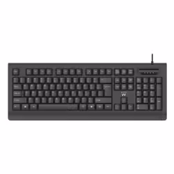 Ewent EW3286, Full-size (100%), Cablato, USB, Interruttore a chiave a membrana, QWERTY, Nero
