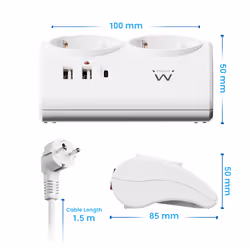 Ewent EW3870 prolunghe e multiple 1,5 m 3 presa(e) AC Interno Bianco