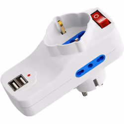 Ciabatta Multipresa con USB,Multipresa Elettrica con 1 Schuko e 2 Prese 10A/16A,Multipresa da Scrivania con Interruttore On/O ...