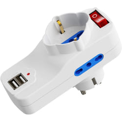 Ewent - Ciabatta Multipresa con USB,Multipresa Elettrica con 1 Schuko e 2 Prese 10A/16A,Multipresa da Scrivania con Interruttore On/Off,Ciabatta