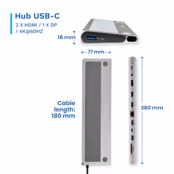 Ewent EW1150 replicatore di porte e docking station per laptop Cablato USB 3.2 Gen 1 (3.1 Gen 1) Type-C Alluminio - Vista aggiuntiva 2