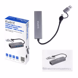Ewent EW1159 hub di interfaccia USB 3.2 Gen 1 (3.1 Gen 1) Type-A + Type-C 5000 Mbit/s Grigio - Vista aggiuntiva 2