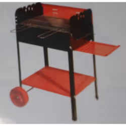 Barbecue "Stella". Barbecue a carbone con ruote. In ferro verniciato. Con ripiano laterale. Griglia in acciaio cromato con ma ...