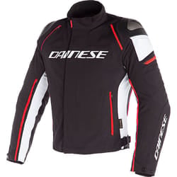 Dainese Racing 3 D-Dry Giacca moto in tessuto, nero-bianco-rosso, dimensione 44 per uomo