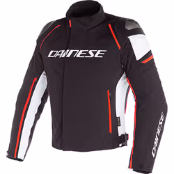 Dainese Racing 3 D-Dry Giacca moto in tessuto, nero-bianco-rosso, dimensione 48 per uomo