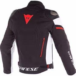 Dainese Racing 3 D-Dry Giacca moto in tessuto, nero-bianco-rosso, dimensione 48 per uomo