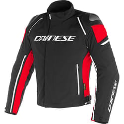 Dainese Racing 3 D-Dry Giacca moto in tessuto, nero-rosso, dimensione 44 per uomo